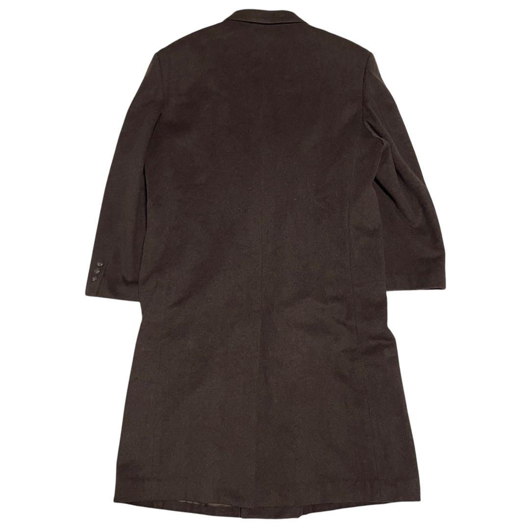 カシミヤ混【vintage】美品 マキシ丈ダブルチェスターコート ブラウン L