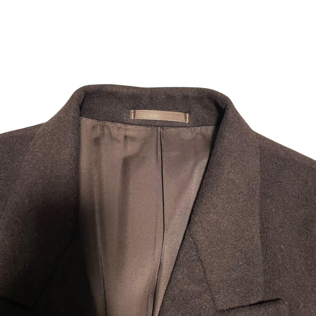 カシミヤ混【vintage】美品 マキシ丈ダブルチェスターコート ブラウン L