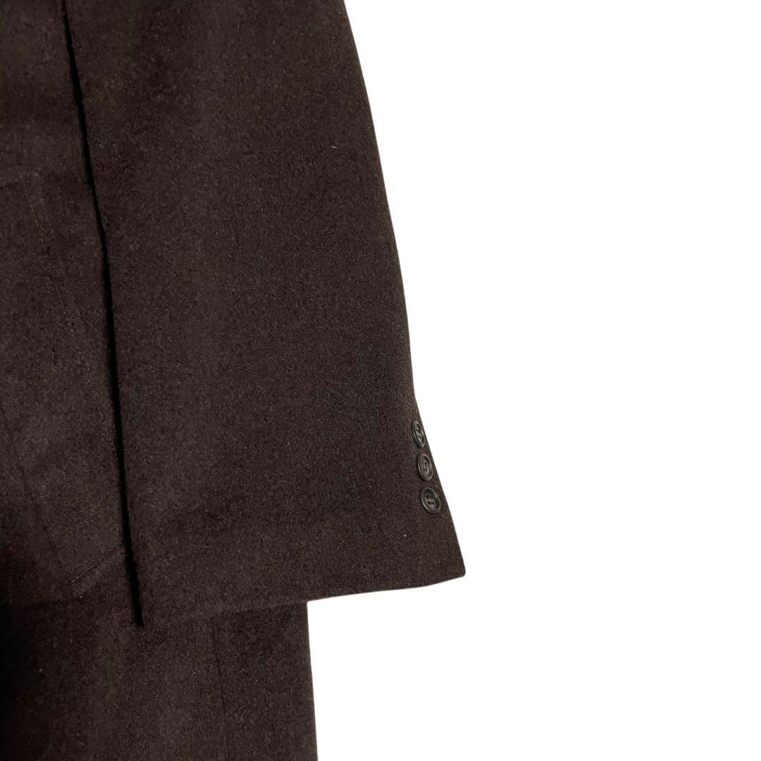 カシミヤ混【vintage】美品 マキシ丈ダブルチェスターコート ブラウン L
