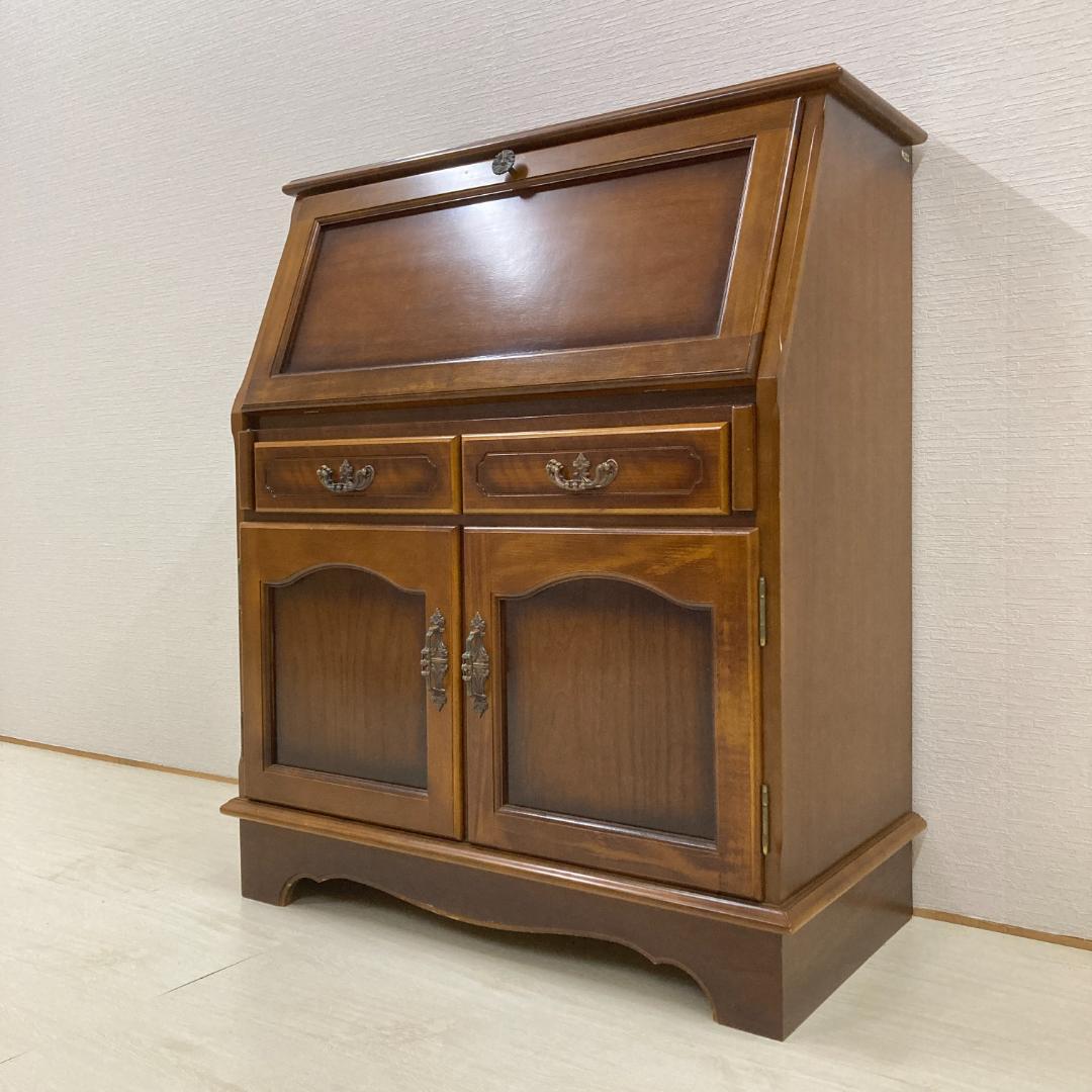 【オールドカリモク】コロニアル　ライティングビューロー　デスク　机　昭和レトロ