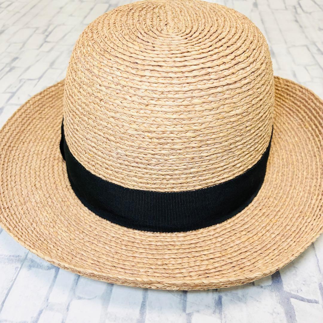 ★ 極美品　ヘレンカミンスキー　麦わら帽子　ハット　黒リボン　ラフィア