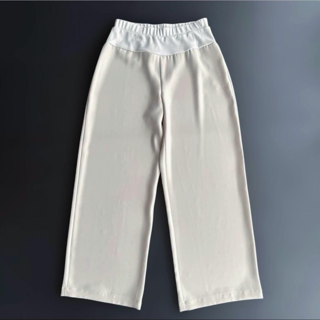 BEARDSLEY ビアズリー ウエストリブ パンツ オフホワイト ワイドパンツ