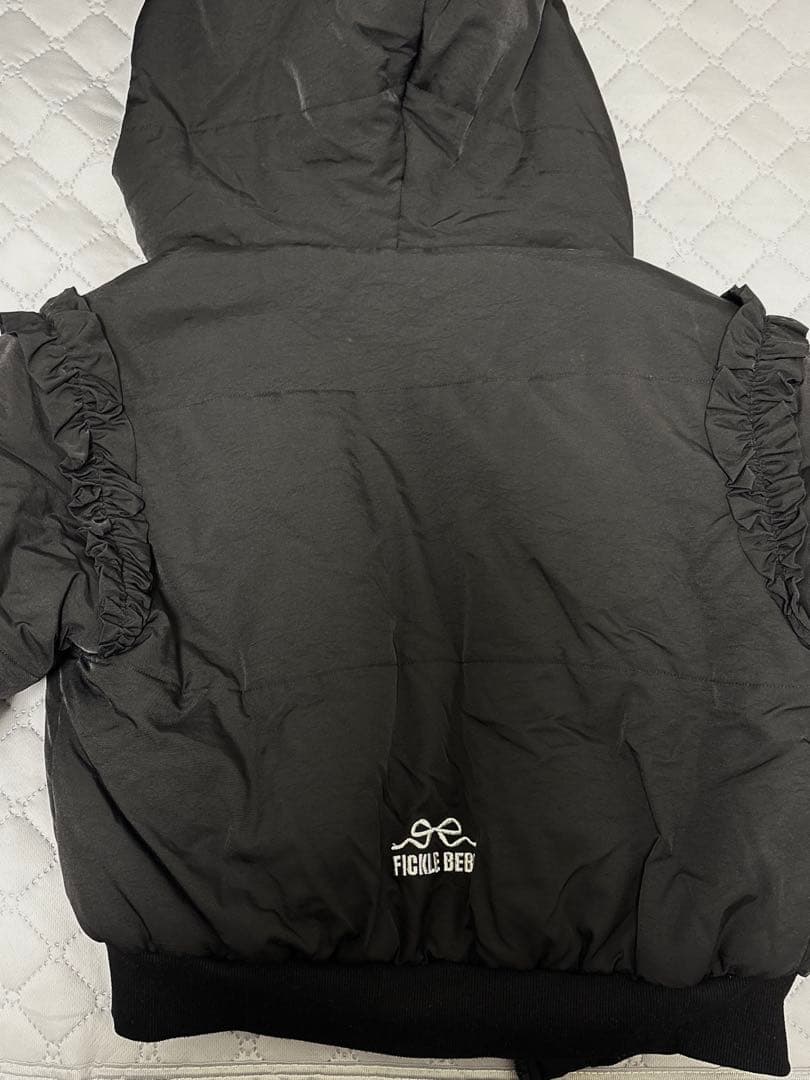 ブルゾン アウター ボリュームフリルショートジャケット レディース 黒 ブラック