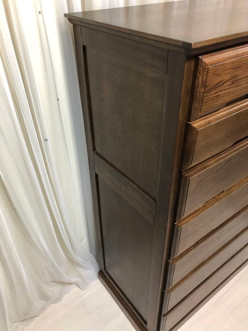 起立木工　ポーラ　ナラ天然木高品質7段チェスト