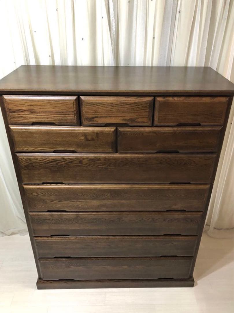 起立木工　ポーラ　ナラ天然木高品質7段チェスト