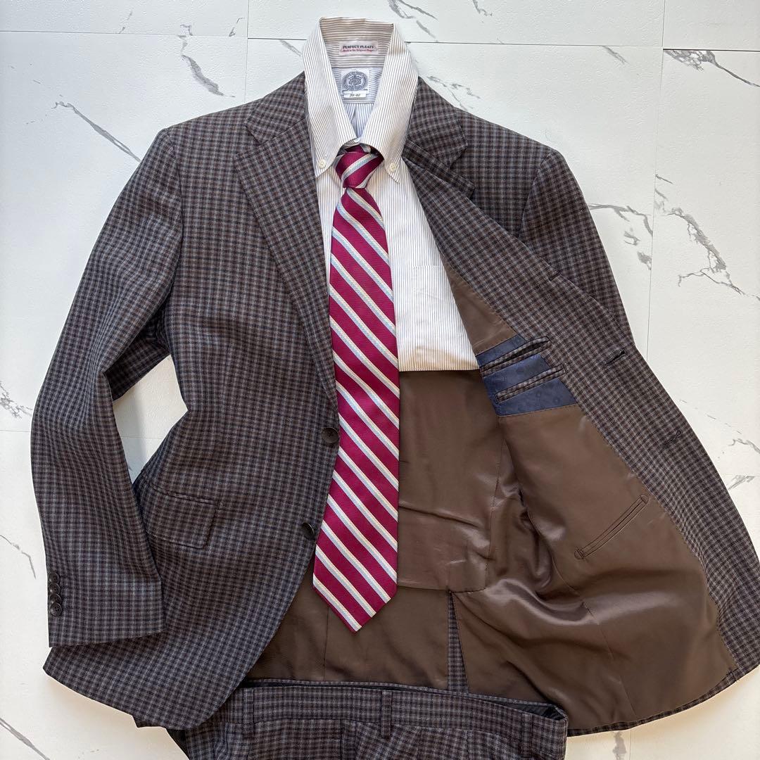 未使用級★ Perfect Suit Factoryセットアップ　チェック　茶色