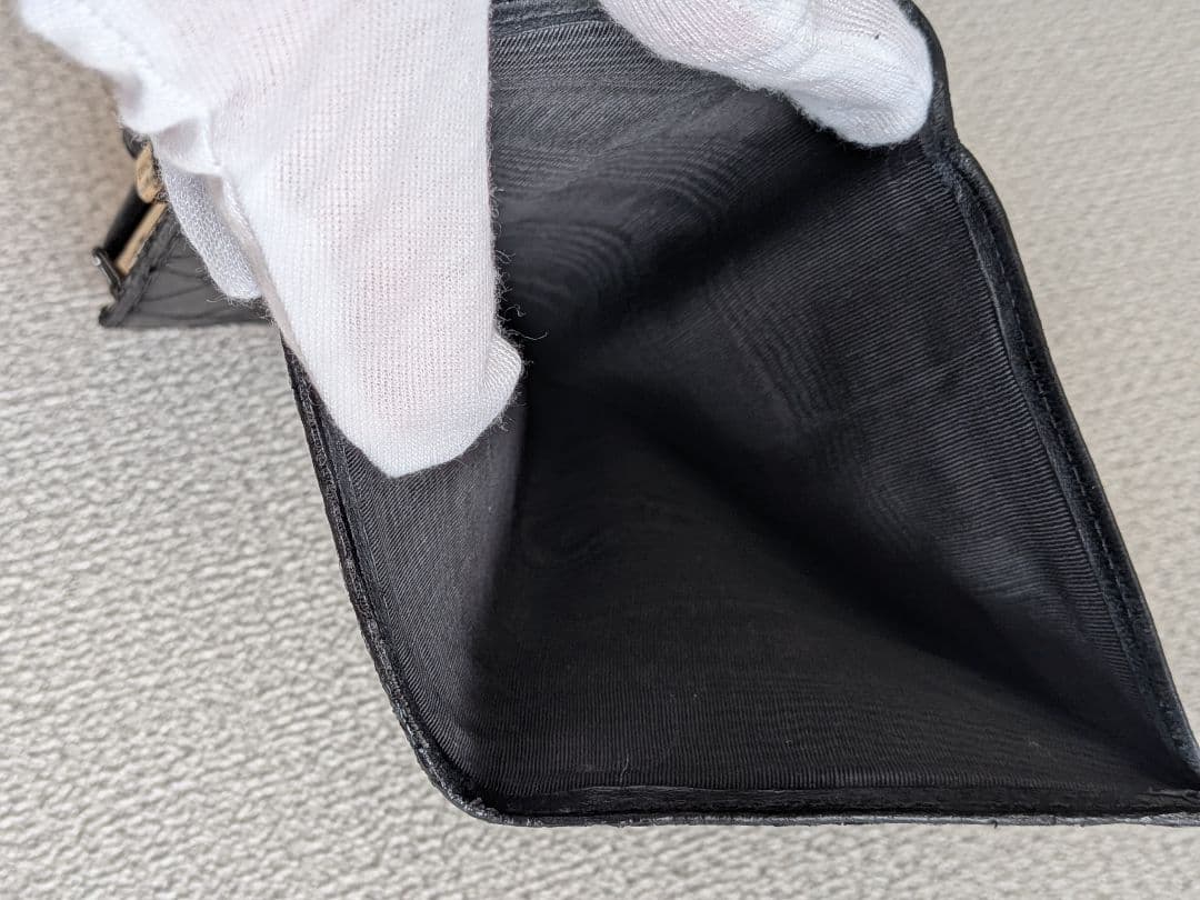 シャネル　ビコローレ　がま口長財布　黒　ラムスキン　チェーンウォレット