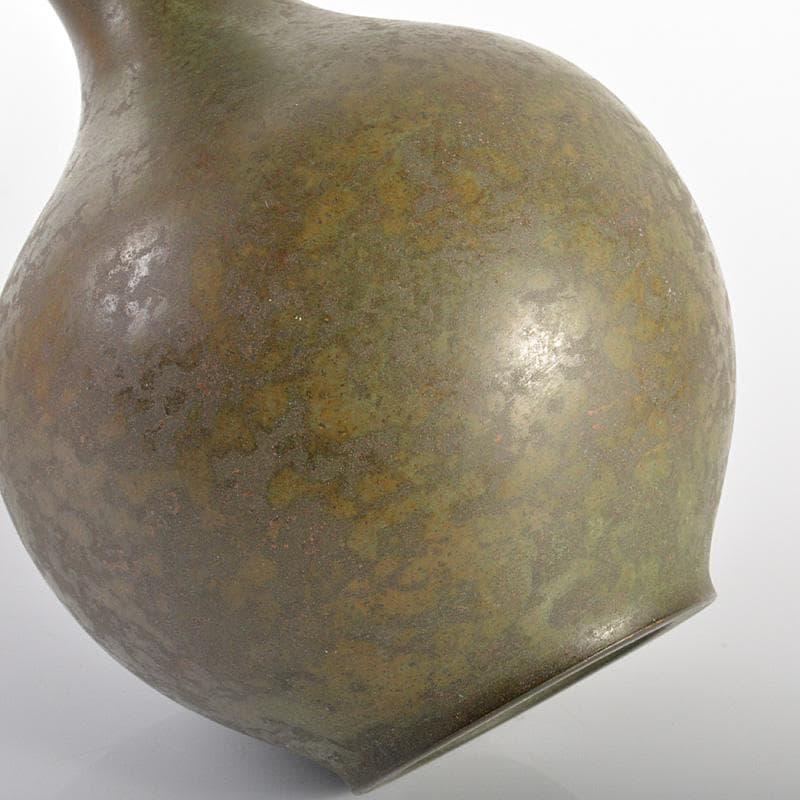 金工師　四世　一ノ瀬宗辰作　胡銅　立瓢花入　共箱　C　5605