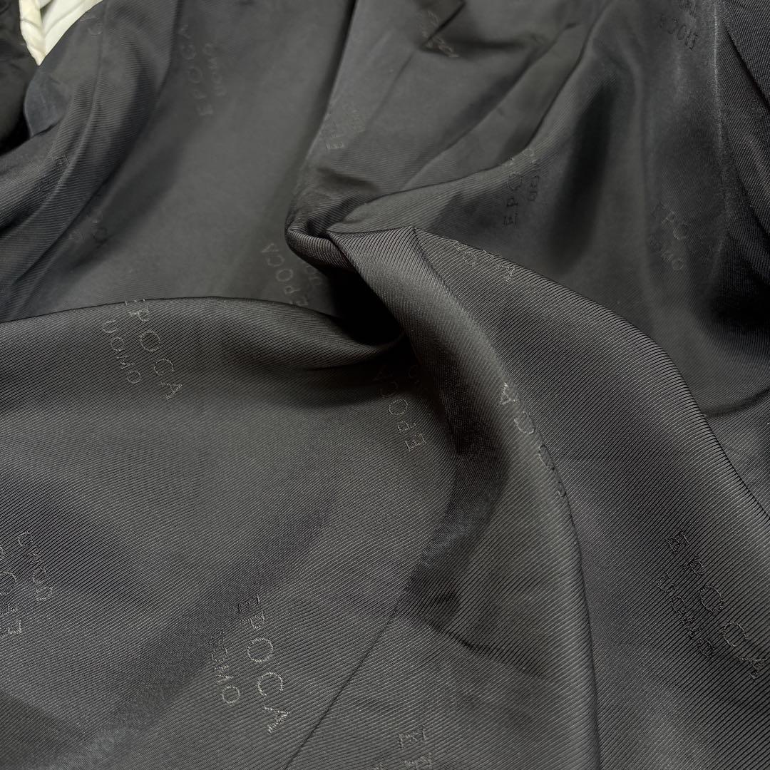 【美品】エポカウォモ ウールシルク混 セットアップ スーツ ストライプ 黒 L