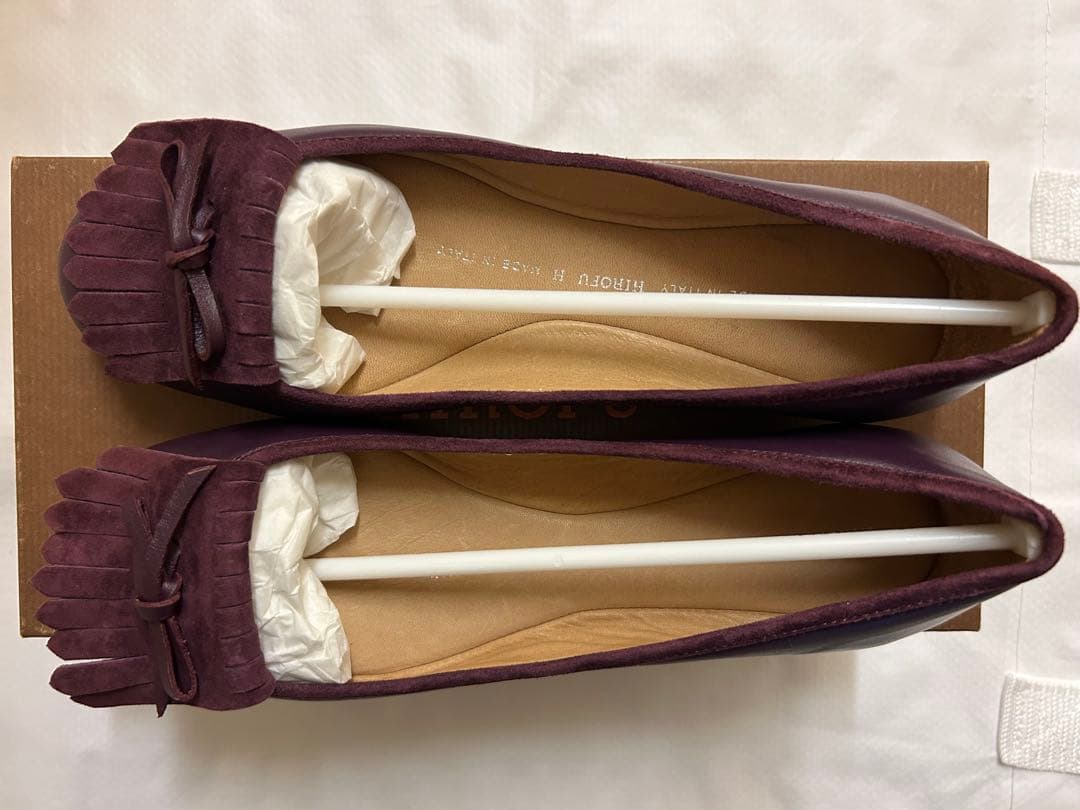 【新品】【未使用美品】HIROFUフラットシューズ/ボルドーカラー
