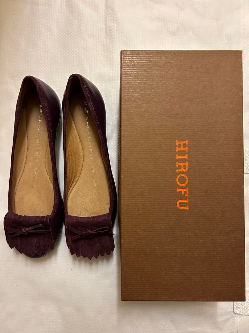 【新品】【未使用美品】HIROFUフラットシューズ/ボルドーカラー