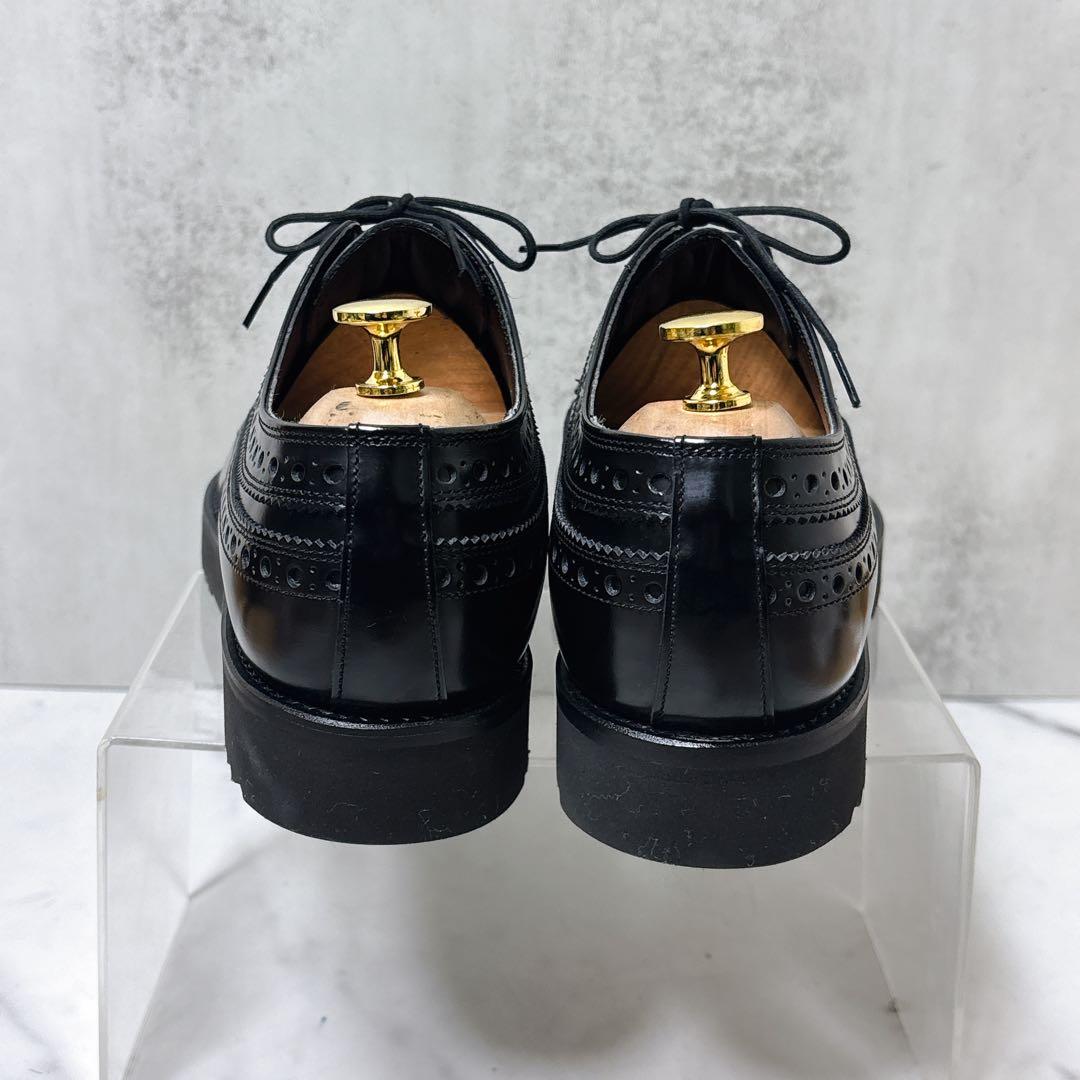 極美品 リーガル レザーシューズ W35B ウィングチップ 厚底 メダリオン 黒