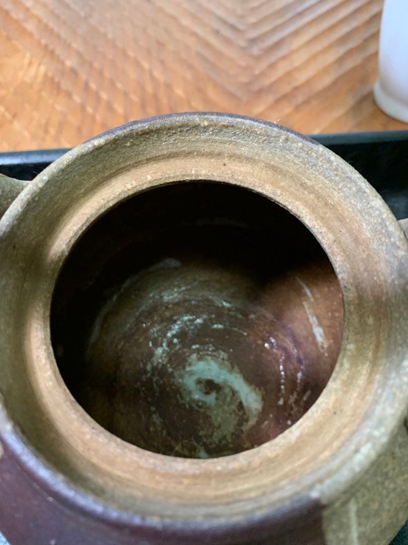 急須　陶器　蔓ハンドル　作家物　蔓細工　未使用に近い美品