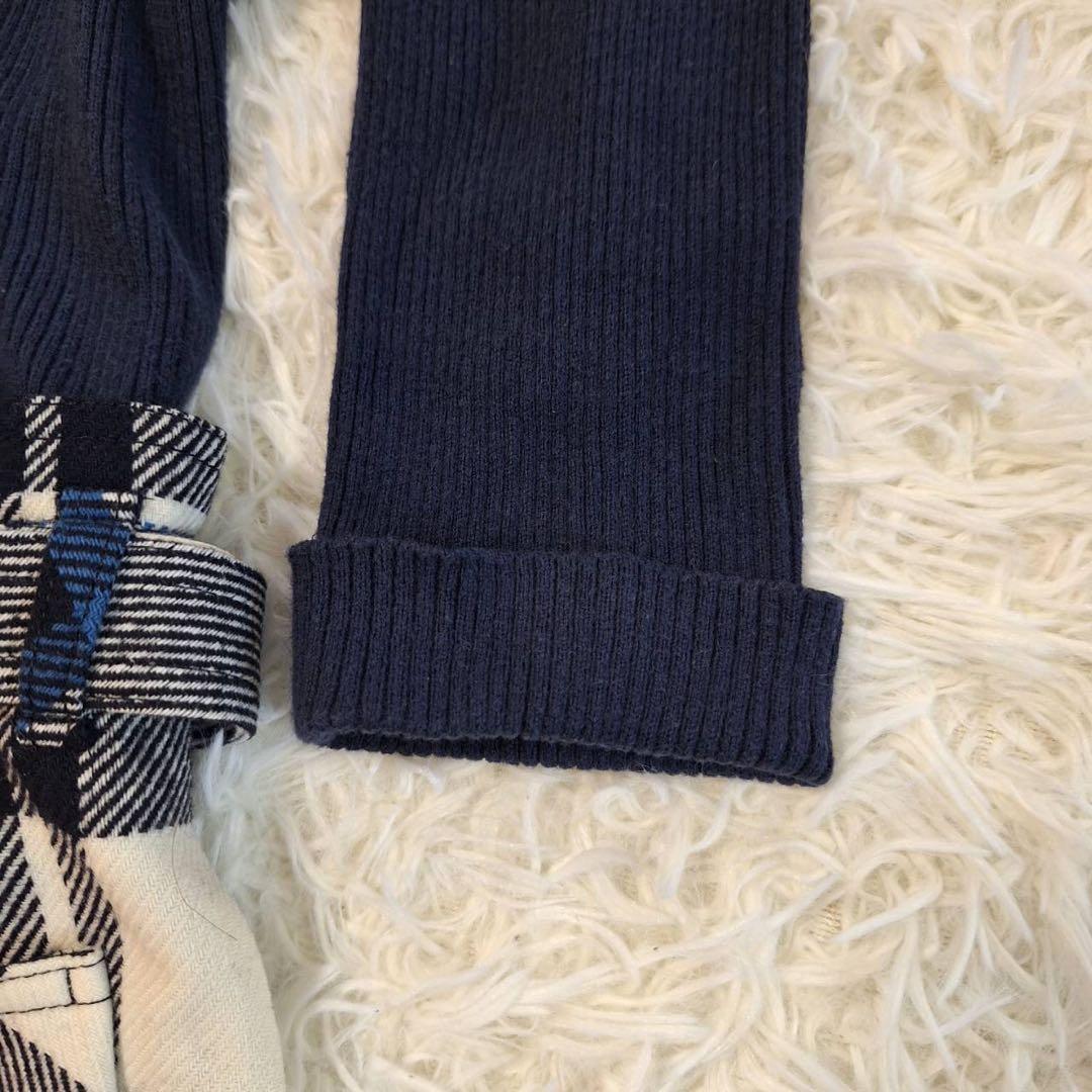 バーバリーブルーレーベル✨ニットドッキングワンピース チェック ベルト付