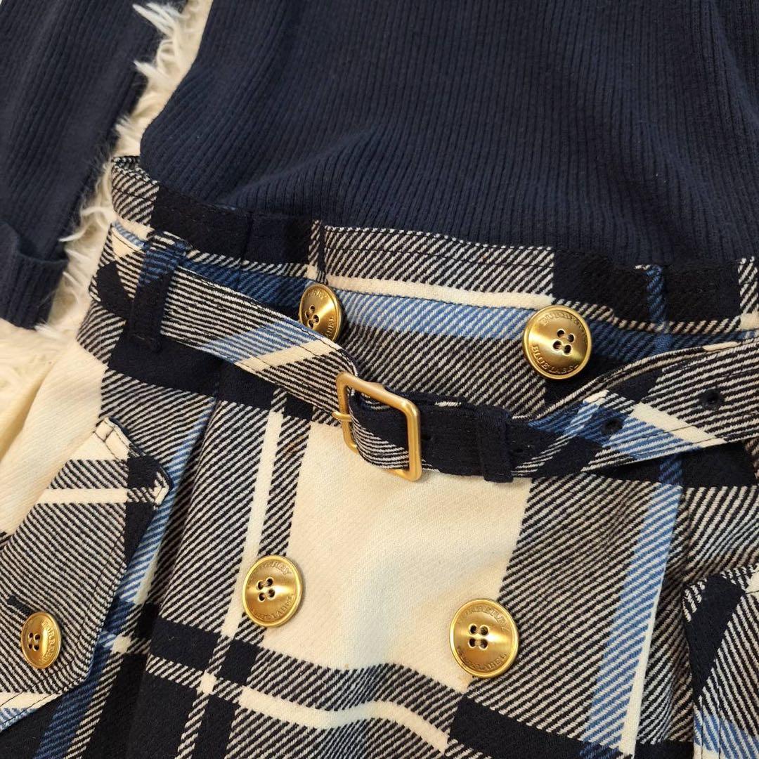 バーバリーブルーレーベル✨ニットドッキングワンピース チェック ベルト付