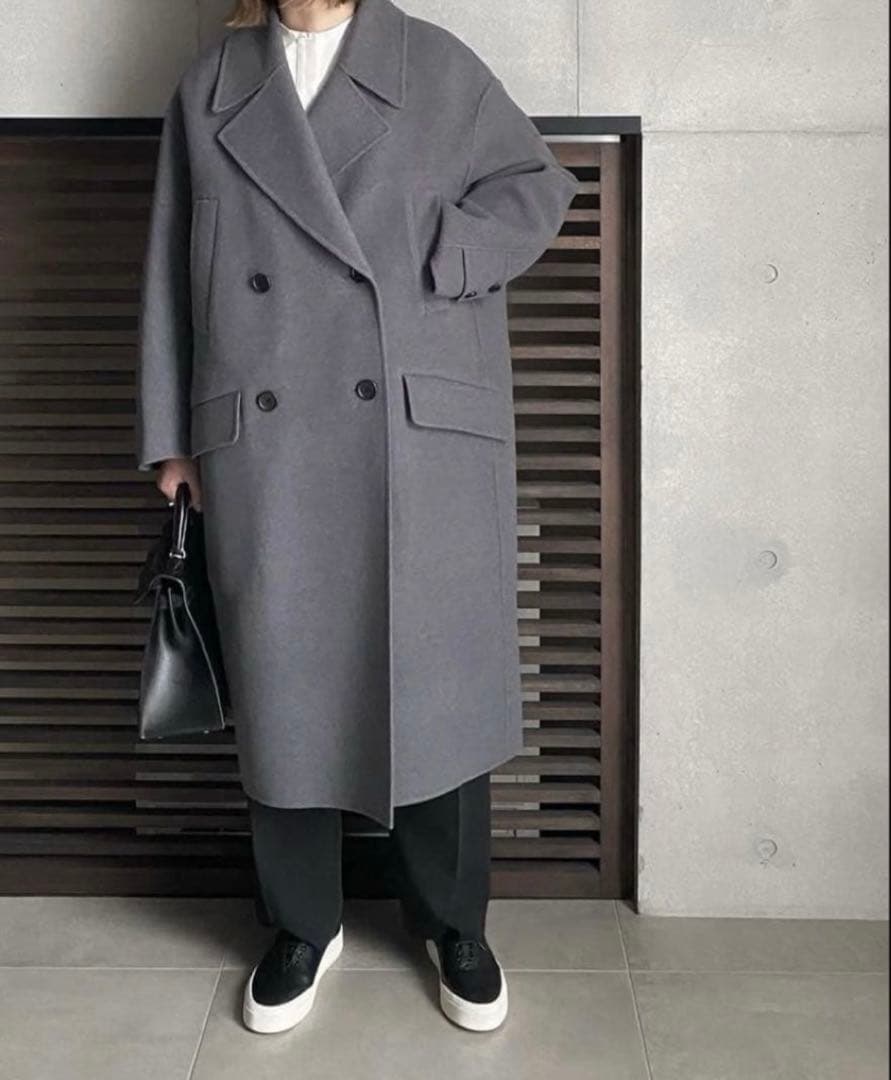 美品　LOHEN ハードメルトンリバーピーコート　クリーニング済み　M.GREY