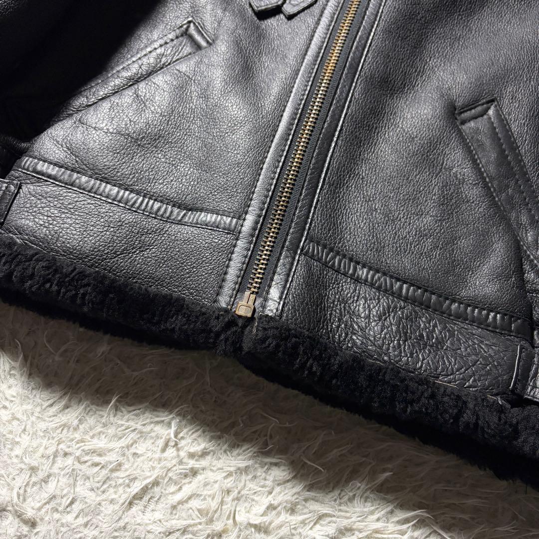 美品■ハラジュクマザー　フライトジャケット　B-3 羊革　ムートン　ブラック