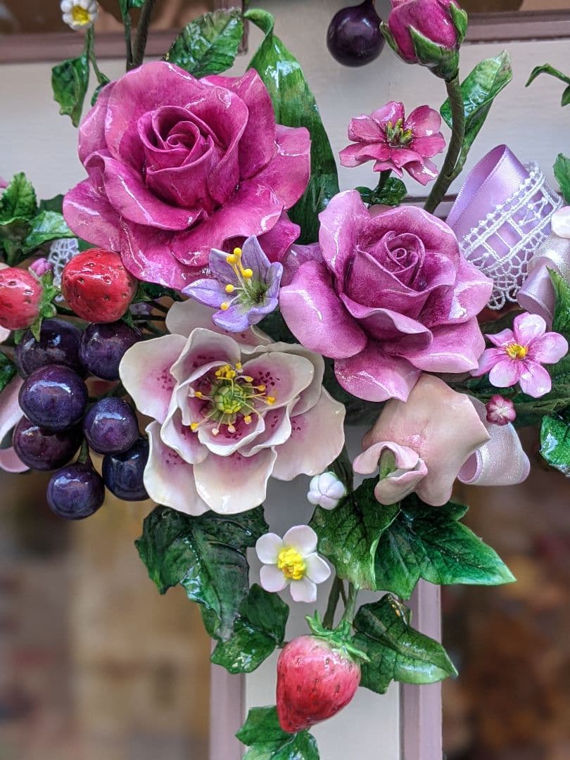 【専用】クレイフラワー♥薔薇のリース♥大きめ♥ハンドメイド