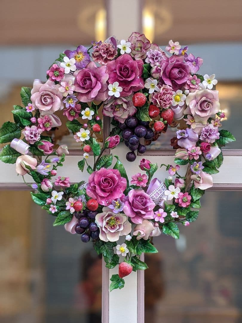 【専用】クレイフラワー♥薔薇のリース♥大きめ♥ハンドメイド