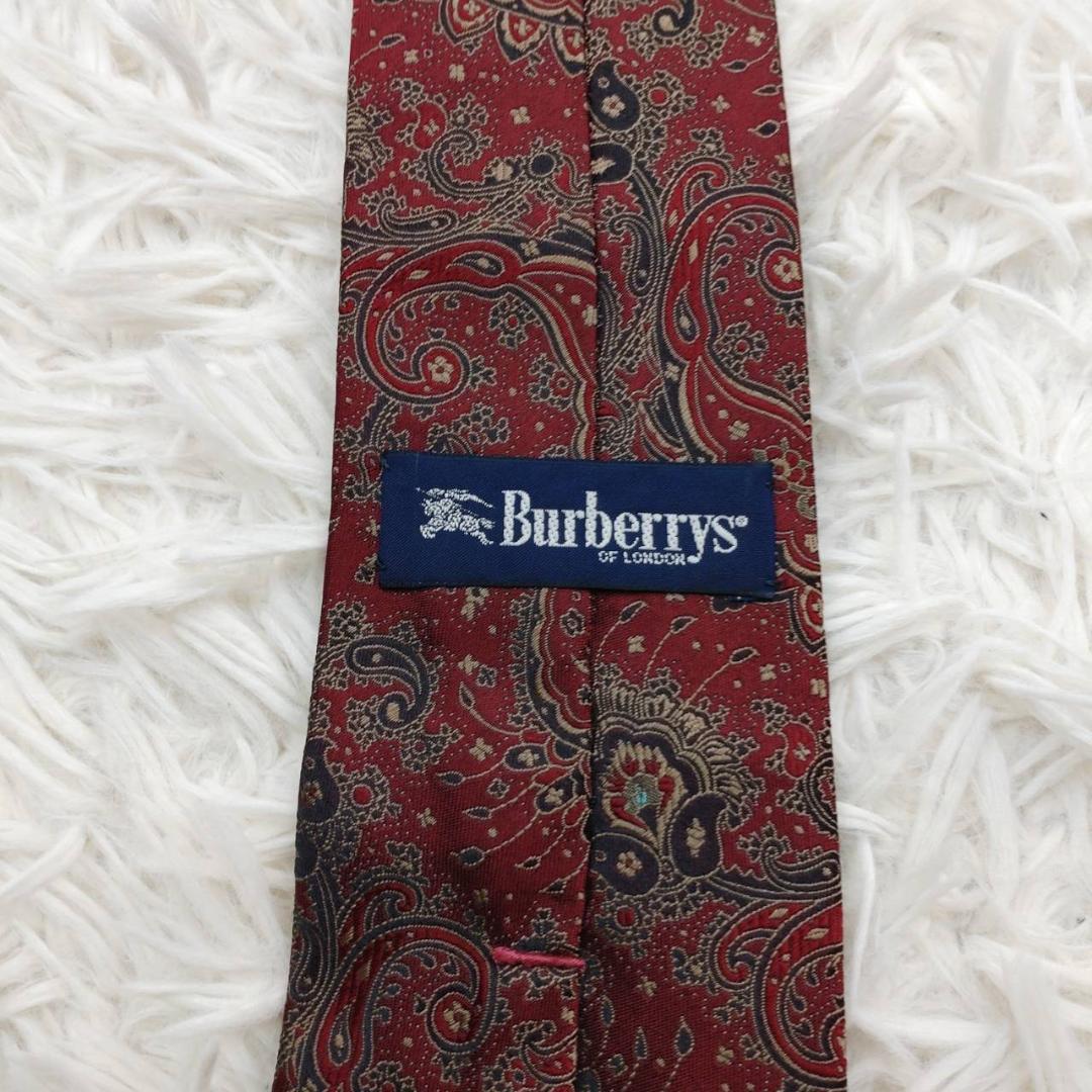 バーバリー 高級シルクネクタイ ペイズリー柄 チョコレート