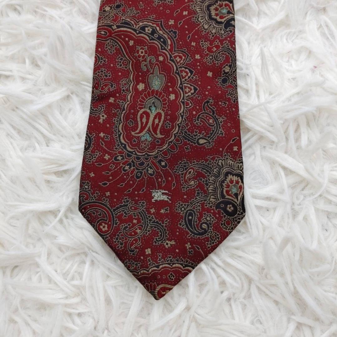 バーバリー 高級シルクネクタイ ペイズリー柄 チョコレート