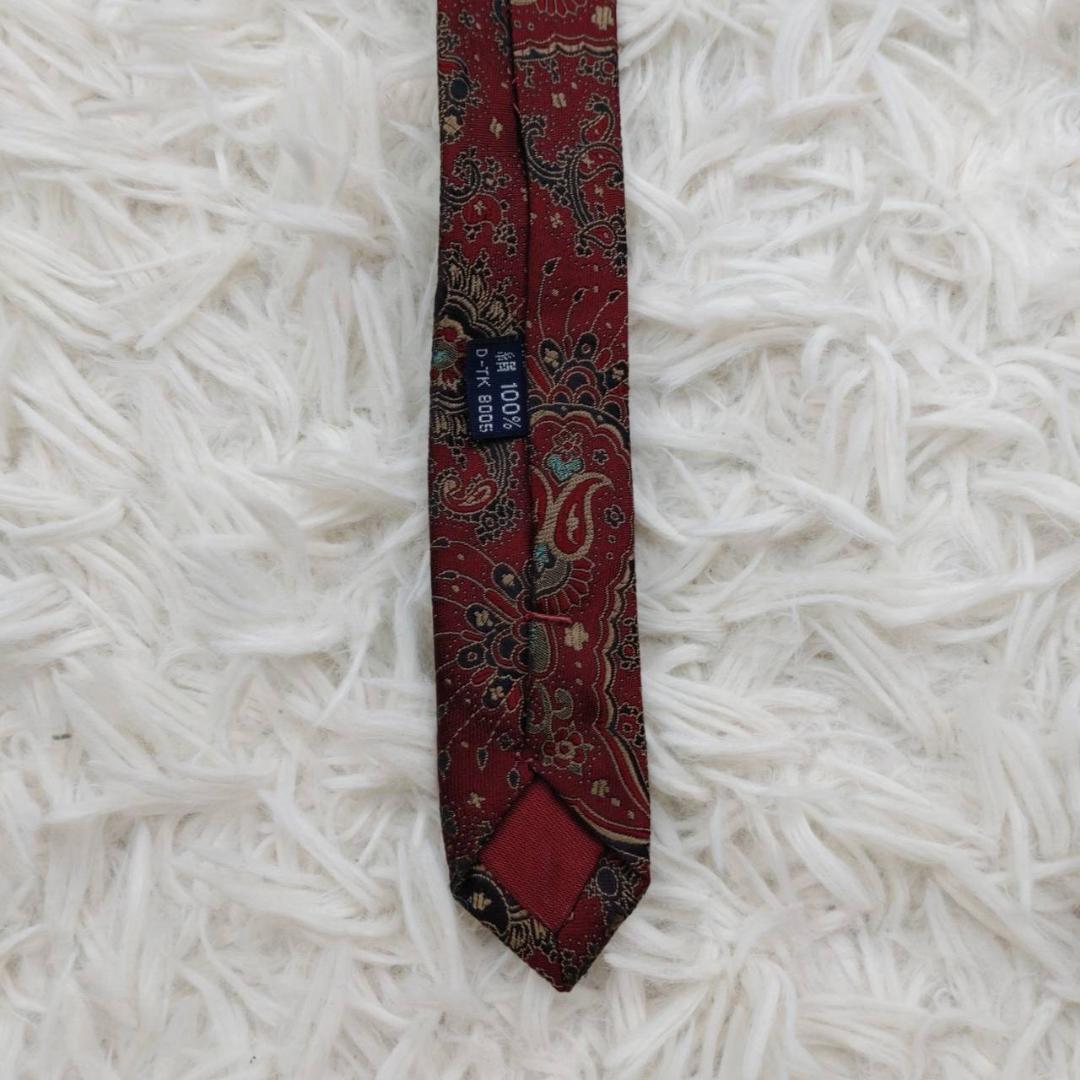 バーバリー 高級シルクネクタイ ペイズリー柄 チョコレート