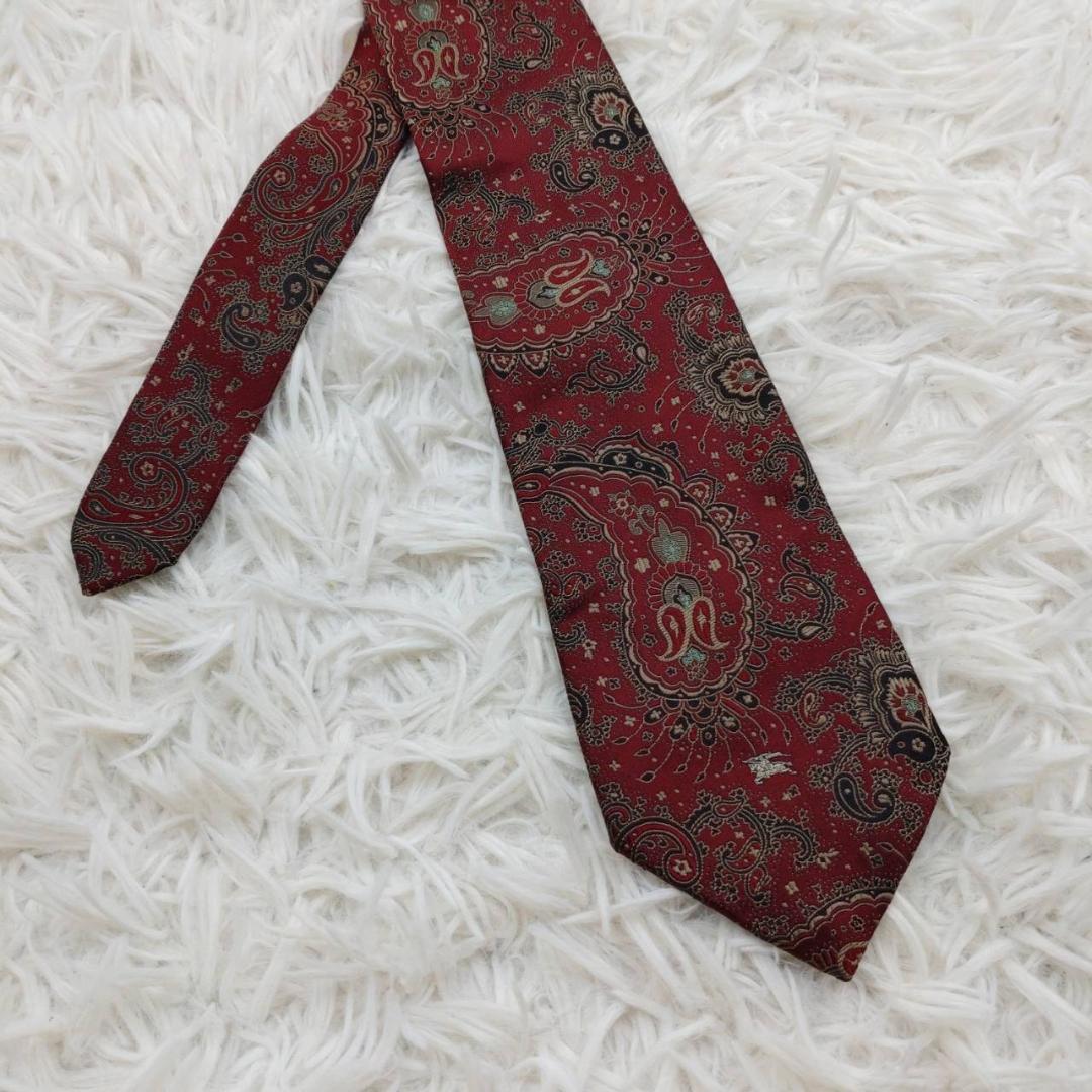 バーバリー 高級シルクネクタイ ペイズリー柄 チョコレート