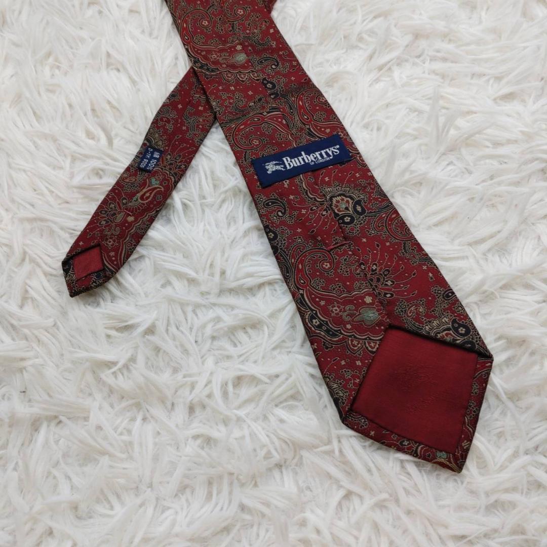バーバリー 高級シルクネクタイ ペイズリー柄 チョコレート