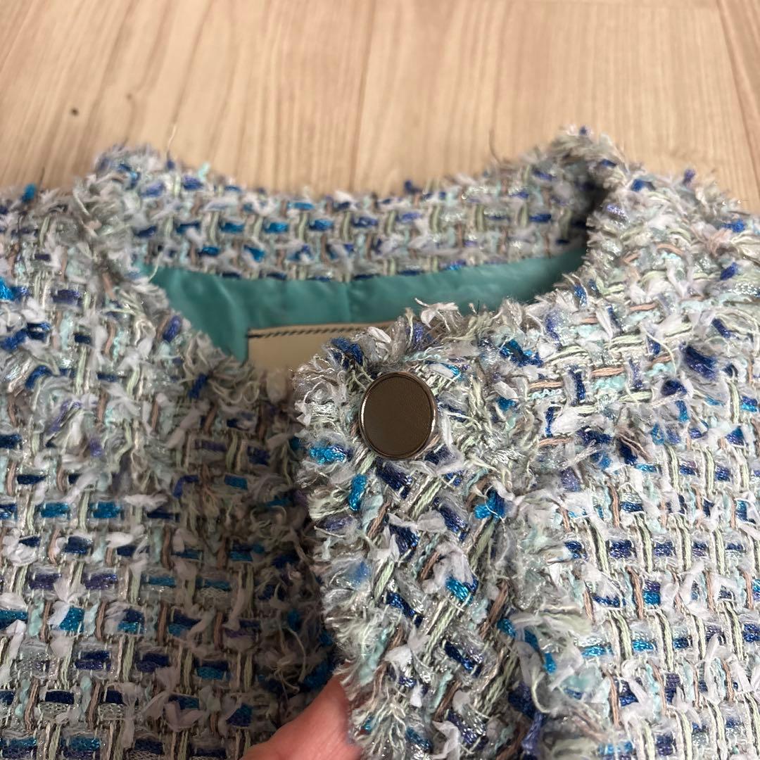 ユナイテッドアローズ青系ツイード ノースリーブベスト