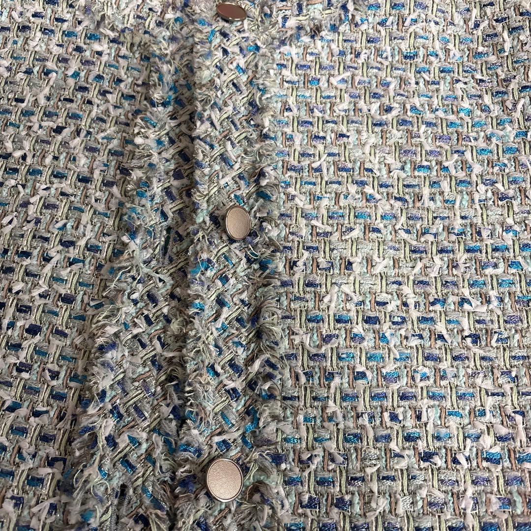 ユナイテッドアローズ青系ツイード ノースリーブベスト