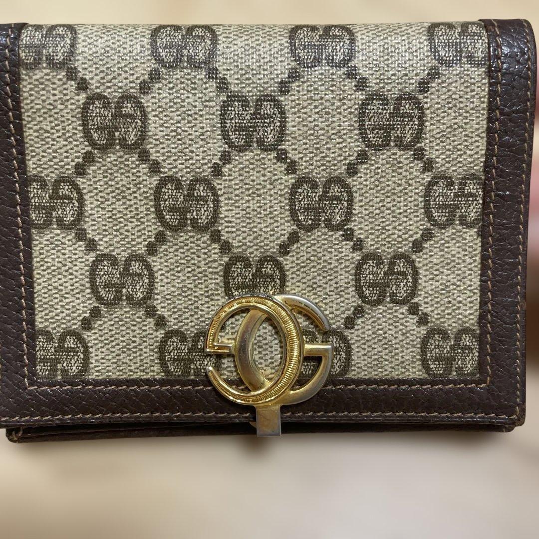 希少 グッチ GUCCI 財布 二つ折 ブラウン