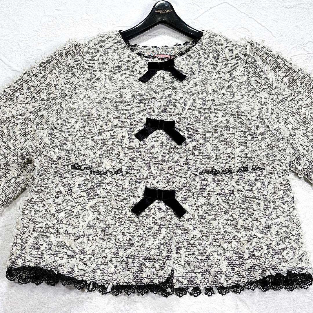 ✨極美品✨大きいサイズ　ユキエモン　リップジャケット　3L　ツイード　ノーカラー