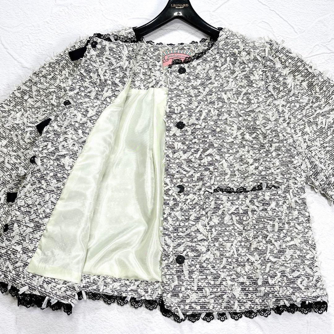 ✨極美品✨大きいサイズ　ユキエモン　リップジャケット　3L　ツイード　ノーカラー