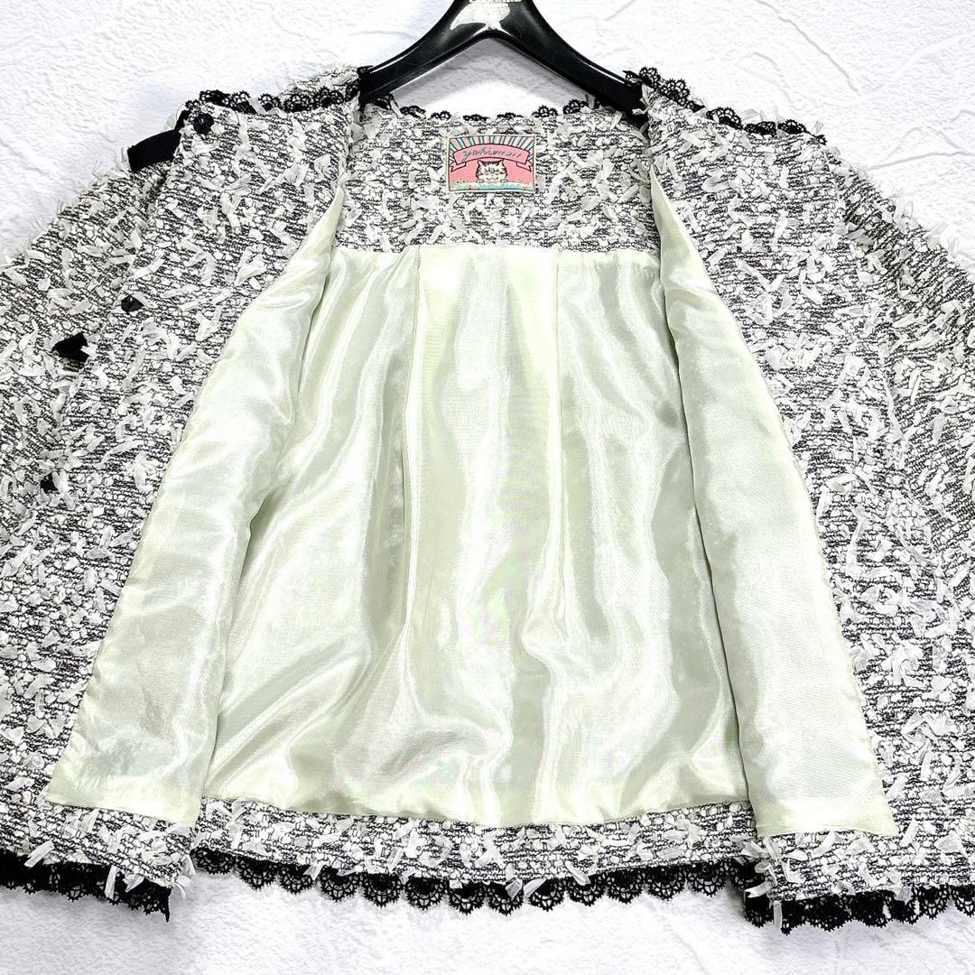 ✨極美品✨大きいサイズ　ユキエモン　リップジャケット　3L　ツイード　ノーカラー