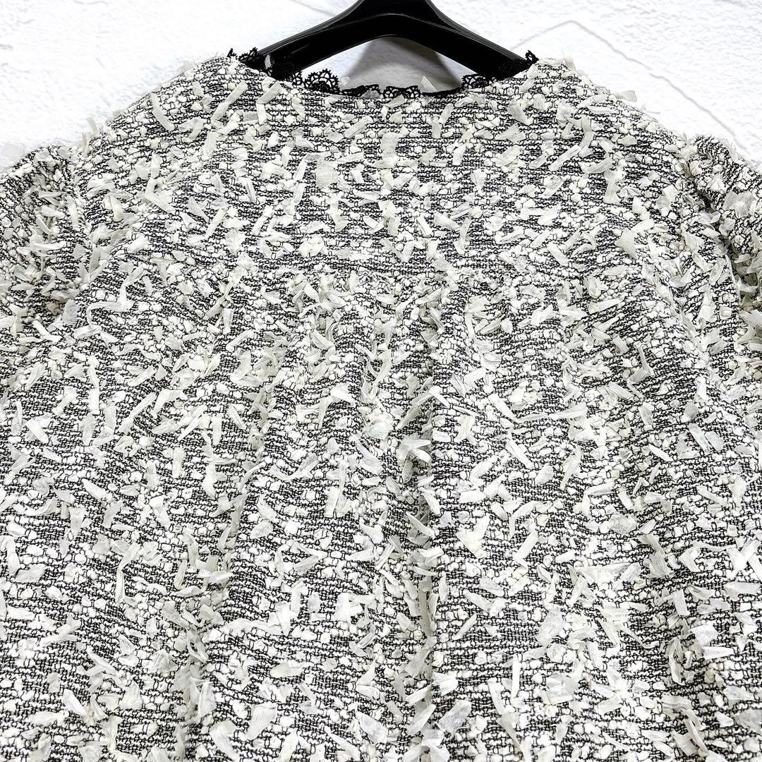 ✨極美品✨大きいサイズ　ユキエモン　リップジャケット　3L　ツイード　ノーカラー