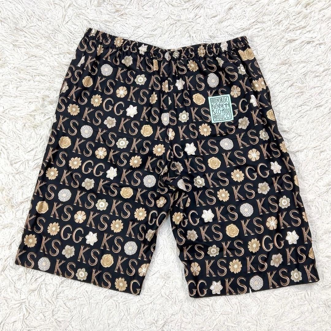 未使用 21SS グッチ ケンスコット シルク ショートパンツ 50 ブラック