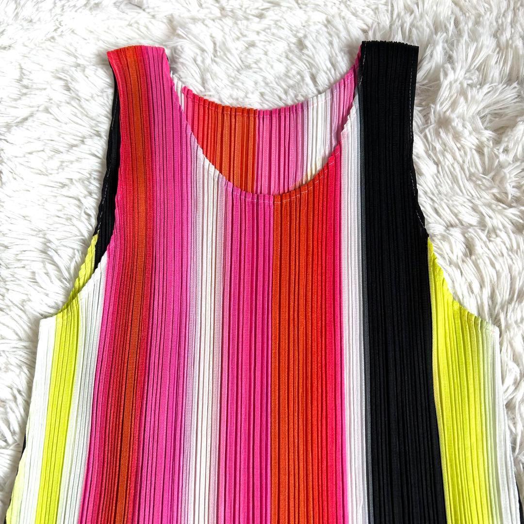 【美品】プリーツプリーズ Aライン ストライプ マキシ丈 ワンピース 5