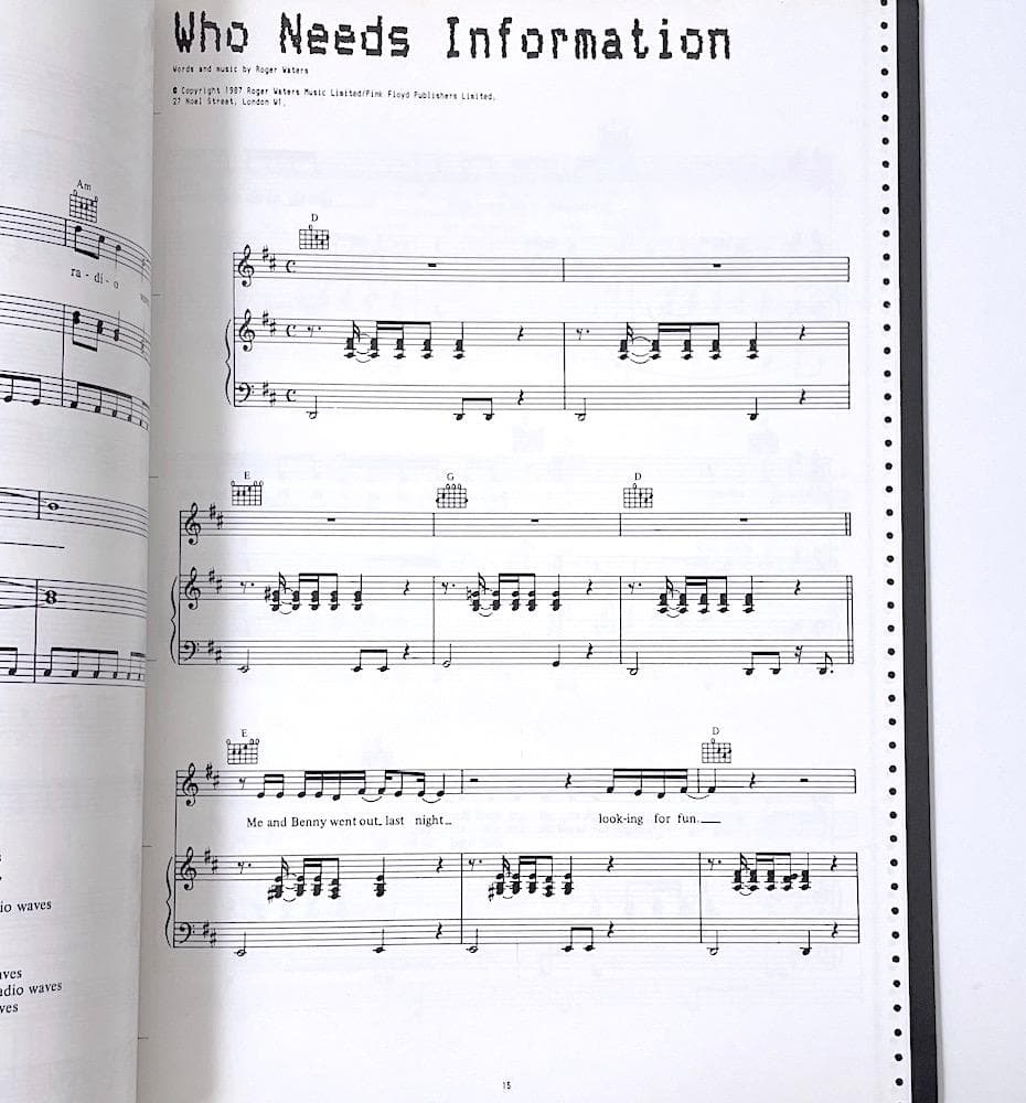 絶版本 スコア ロジャー・ウォーターズ RADIO KAOS K.A.O.S.