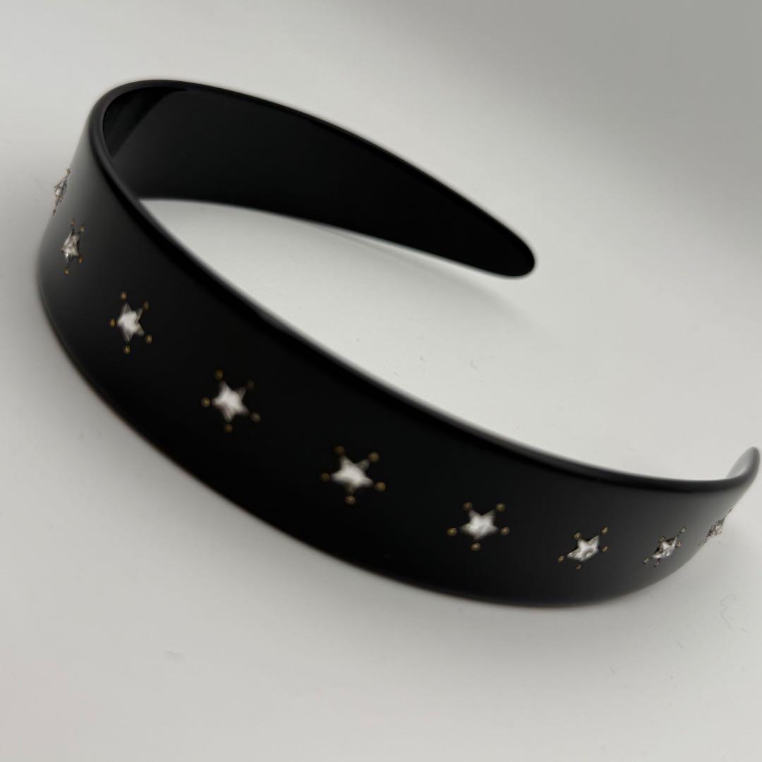 美品✨グッチ カチューシャ ヘアバンド クリスタル インターロッキングG 黒