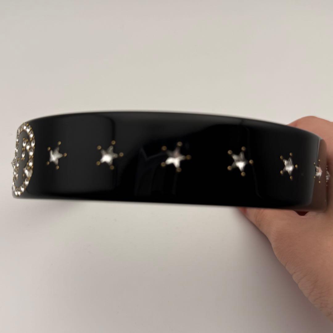 美品✨グッチ カチューシャ ヘアバンド クリスタル インターロッキングG 黒