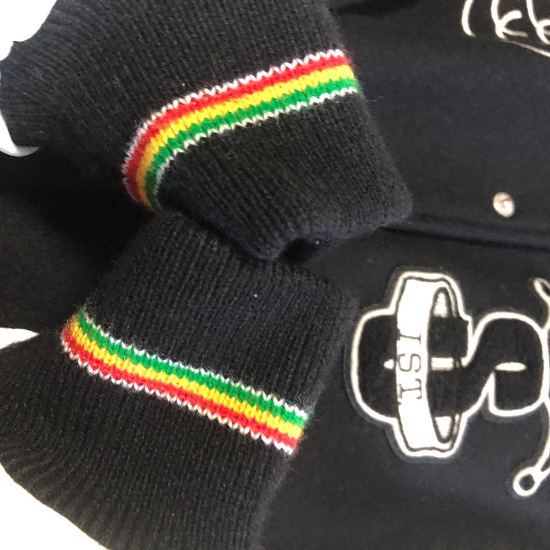 00s OLD STUSSY TRIBE レザー スタジャン ロゴ ラスタ