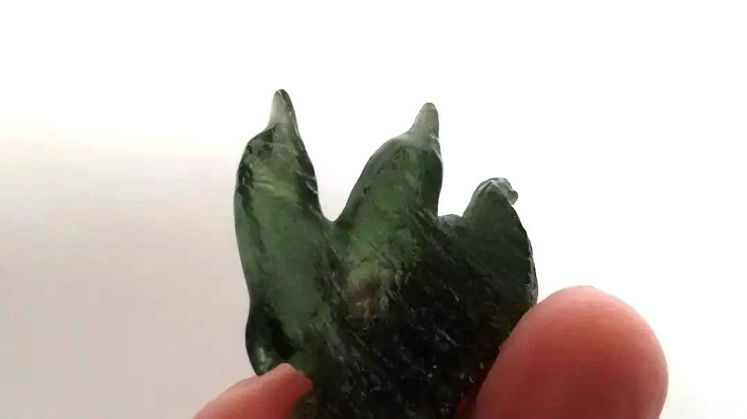 オ―ルド モルダバイト カ―ビング ドルフィン2頭