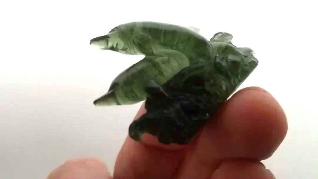 オ―ルド モルダバイト カ―ビング ドルフィン2頭