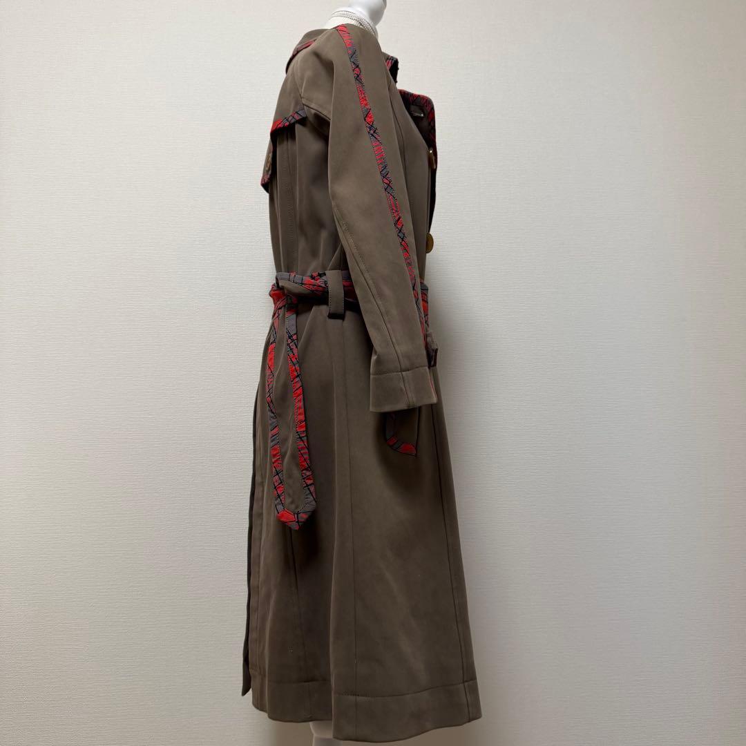 ヴィヴィアンウエストウッド　トレンチコート　カーキ　ランダムチェック　ベルト　M