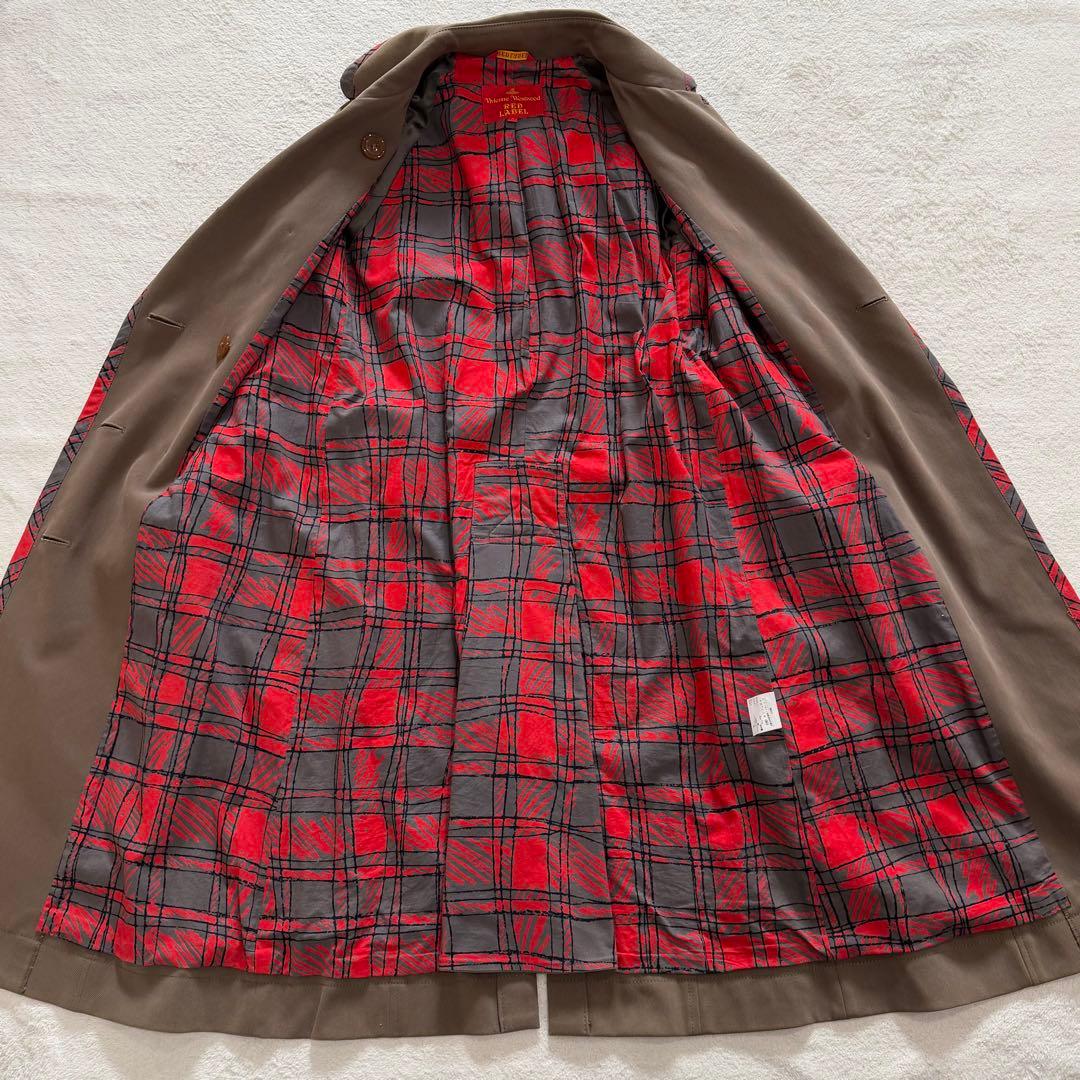 ヴィヴィアンウエストウッド　トレンチコート　カーキ　ランダムチェック　ベルト　M