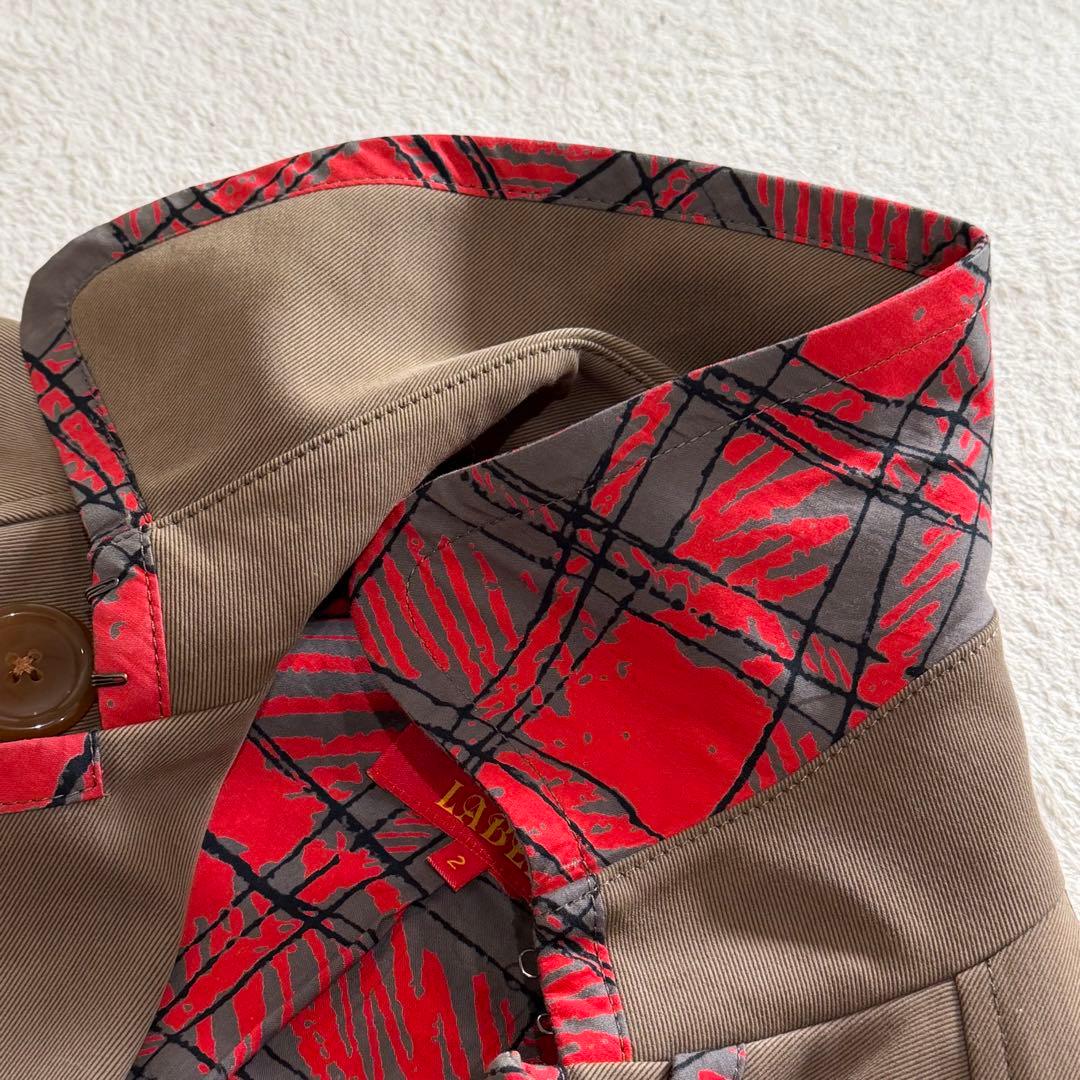 ヴィヴィアンウエストウッド　トレンチコート　カーキ　ランダムチェック　ベルト　M