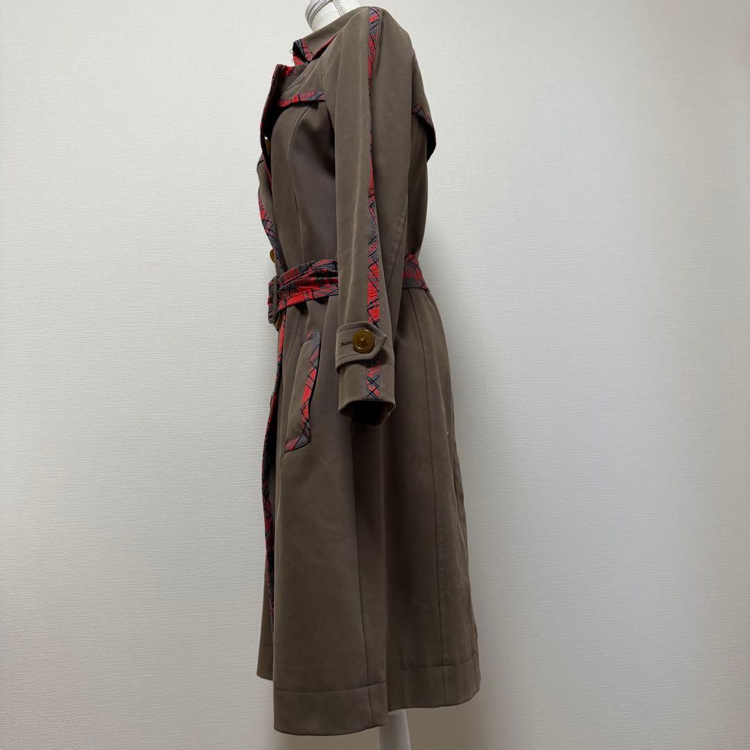 ヴィヴィアンウエストウッド　トレンチコート　カーキ　ランダムチェック　ベルト　M