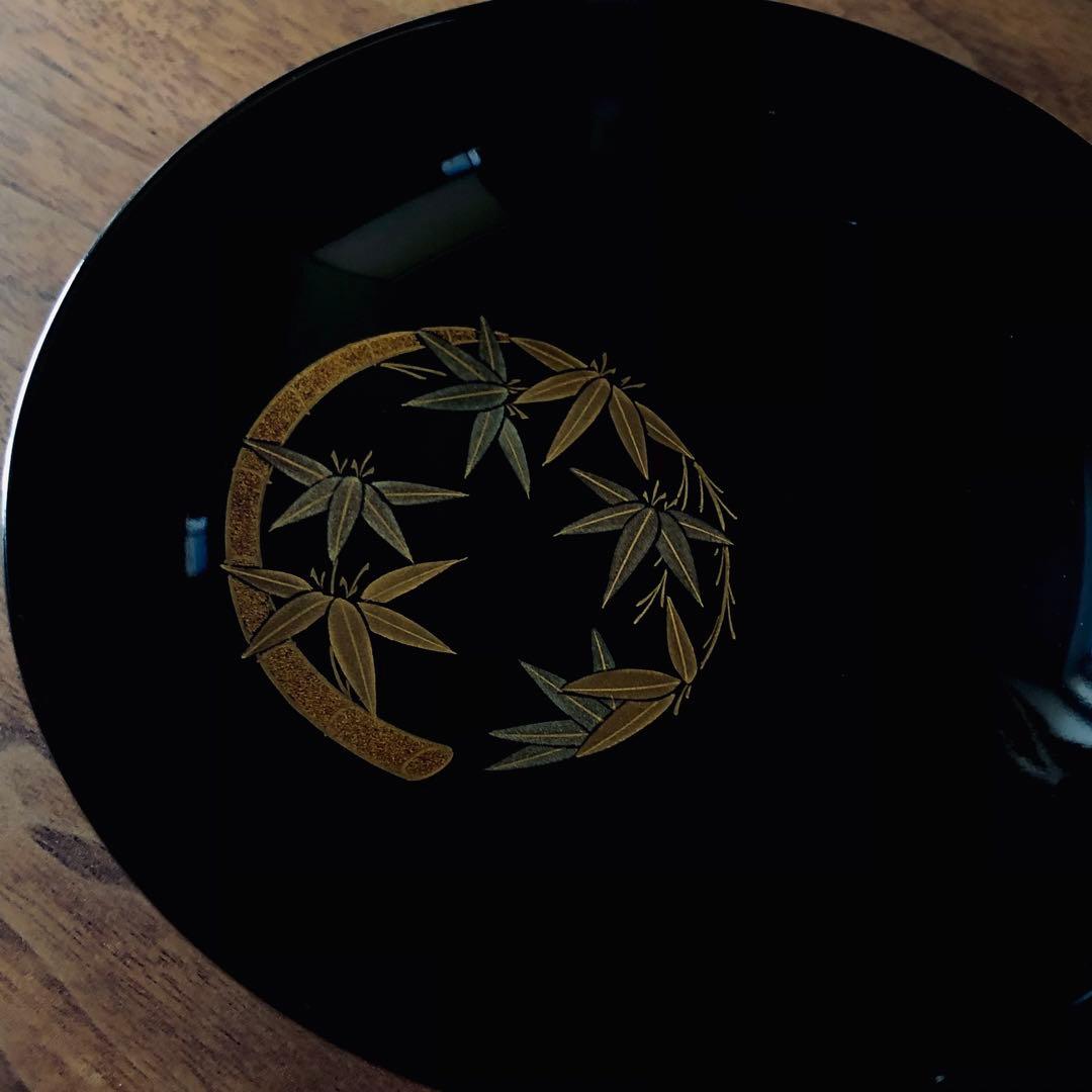 輪島塗 四君子丸紋蒔絵 蓋付き煮物椀 2客