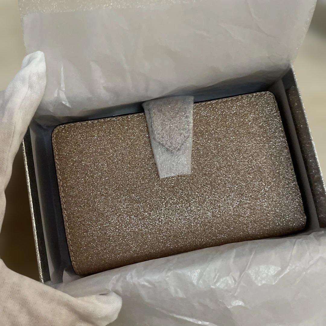 kate spade グリッター　ローズゴールド 二つ折り財布