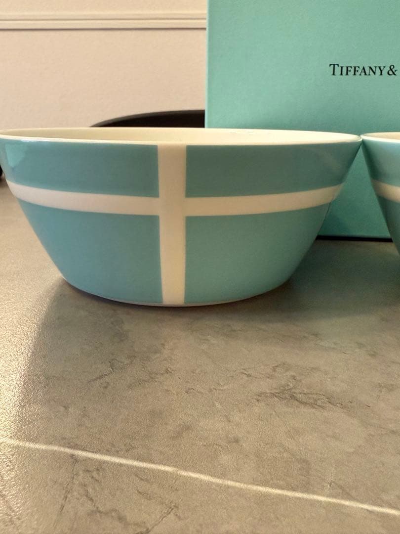 本日限定値下げ‼️ティファニー　ボウル　お皿　ブルー　ボックス　リボン